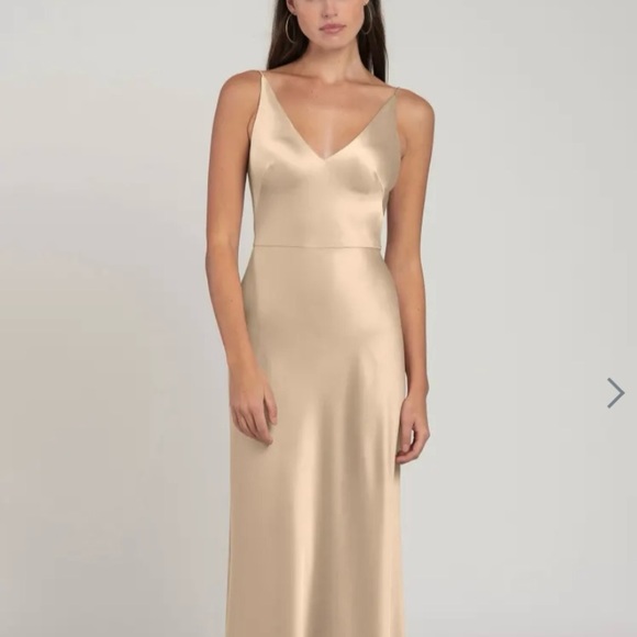 Stunning Jenny Yoo - Marla Satin Pale Gold Dress - New w/tags. - Picture 1 of 4